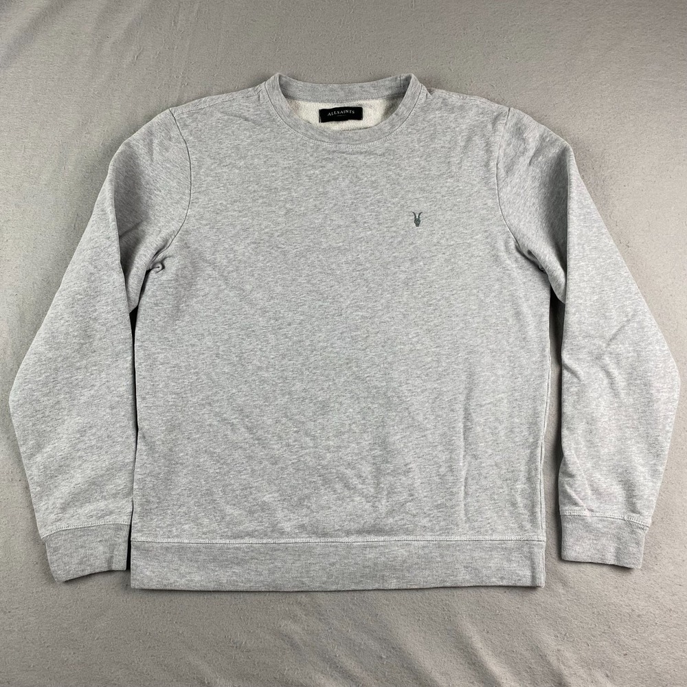 AllSaints Mens sweatshirt M Gray Long Sleeve Structure Cotton Rias Crew Neck